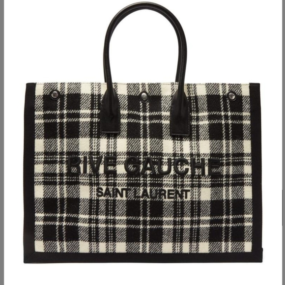 YSL bag Saint Laurent YSL Rive Gauche Checked TOTE - Picture 4 of 12